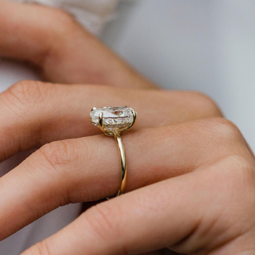 4.25 CT Oval Hidden Halo Moissanite Engagement Ring 2