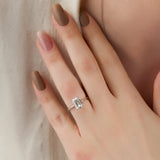 Hidden Halo Engagement Ring Featuring 3.0 CT Emerald Moissanite 3