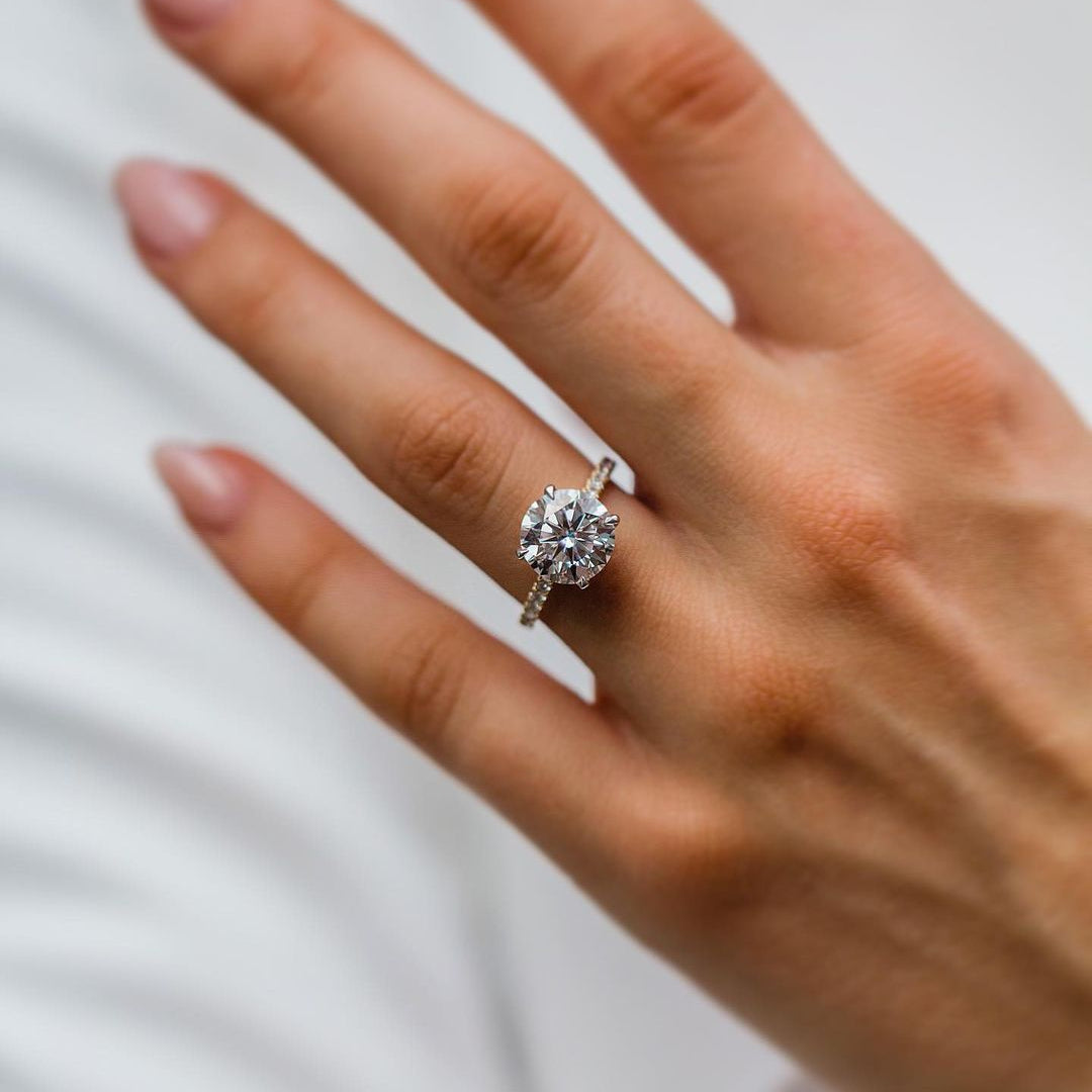 2.75 CT Round Solitaire Pave Moissanite Engagement Ring 1