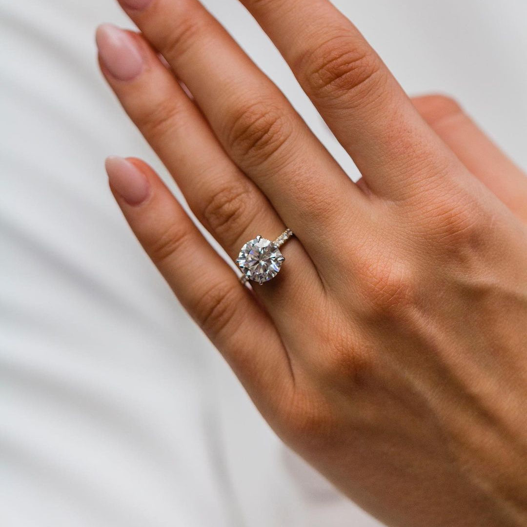 2.75 CT Round  Pave Moissanite Engagement Ring