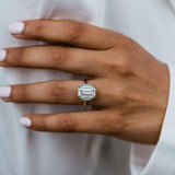 4.10 CT Emerald Three Stone Moissanite Engagement Ring 3