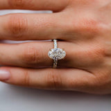 3.50 CT Oval Solitaire Hidden Halo & Pave Moissanite Engagement Ring 1