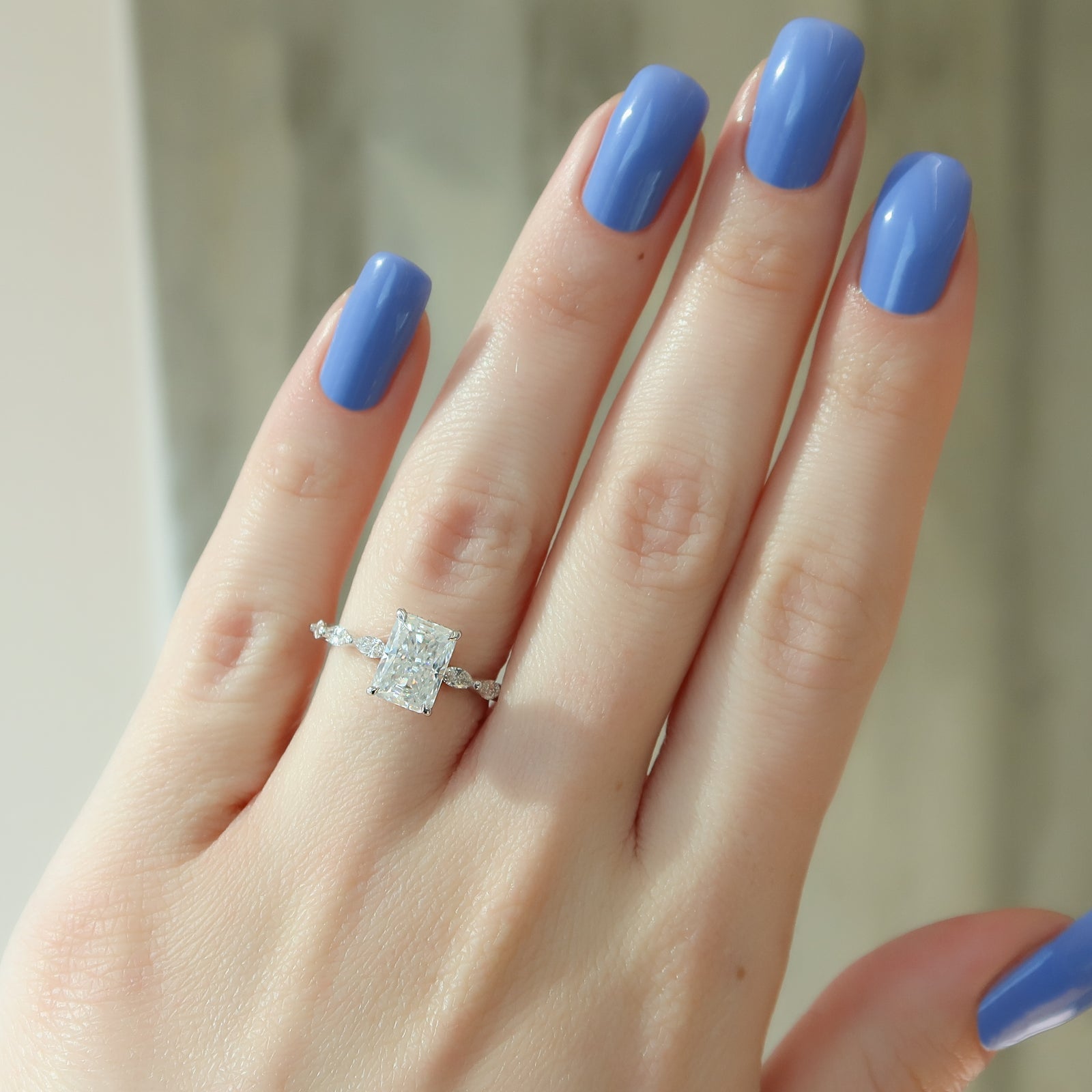 Hidden Halo & Pave Engagement Ring Featuring 2.5 CT Radiant Moissanite 5