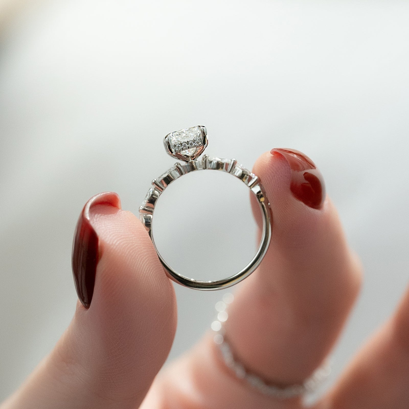 Hidden Halo & Pave Engagement Ring Featuring 2.5 CT Radiant Moissanite 4