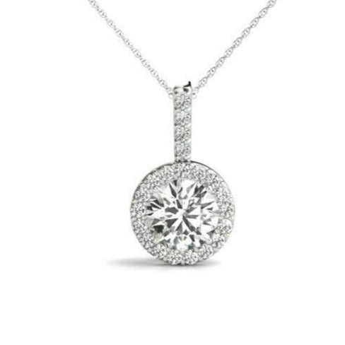 Halo 0.85 Carats Round Shape Moissanite Necklace 1