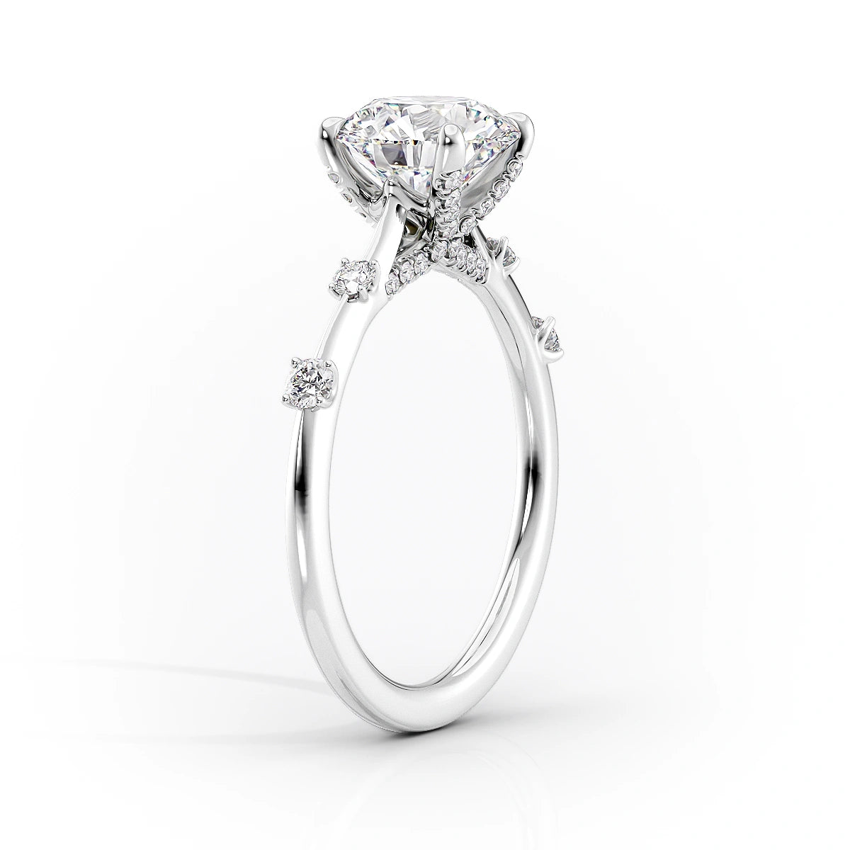 Dainty Pave Engagement Ring Featuring 3.5 CT Radiant Moissanite 2
