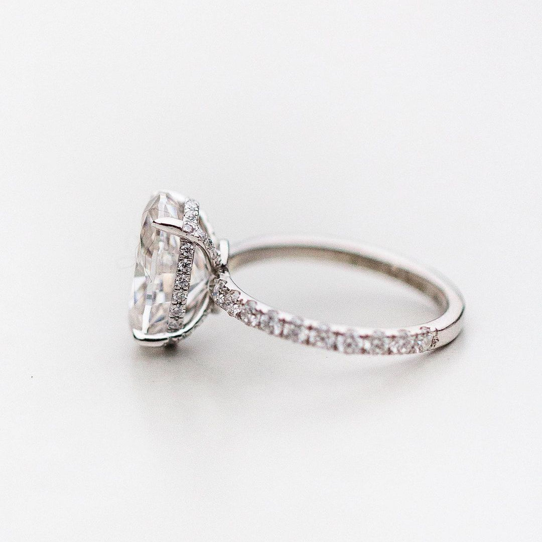 5.0 CT Oval Cut Pave Moissanite Engagement Ring