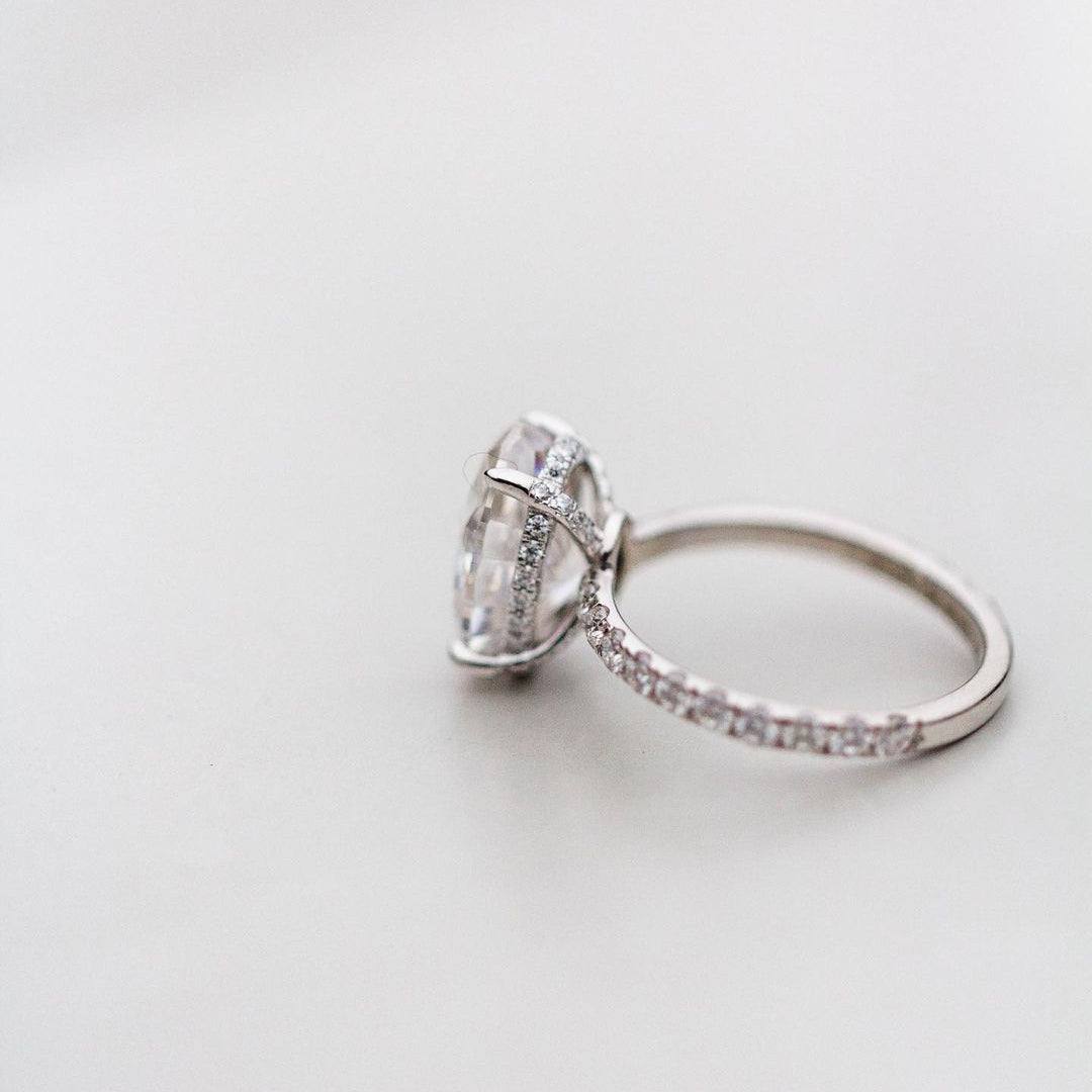 5.0 CT Oval Cut Pave Moissanite Engagement Ring