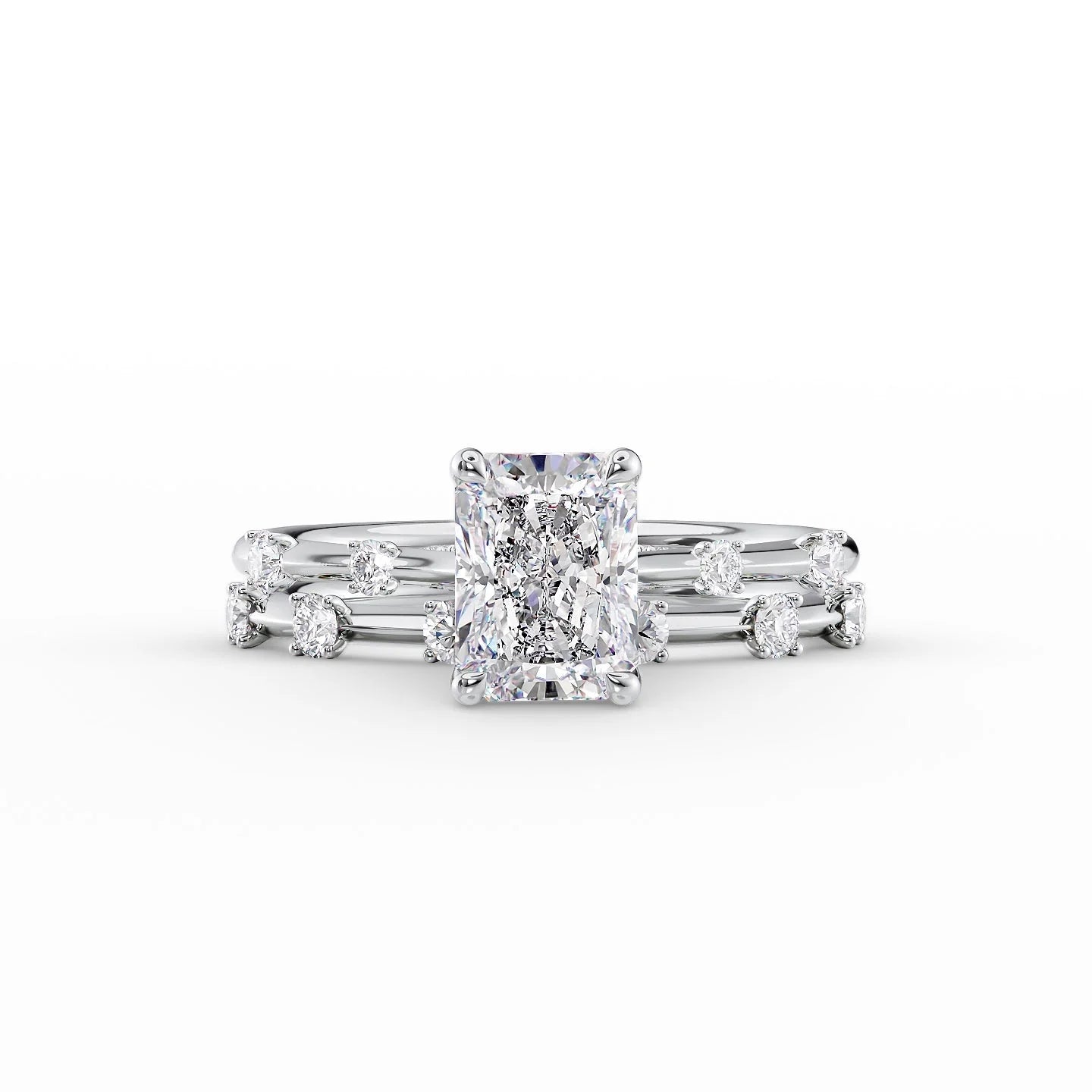Dainty Pave Engagement Ring Featuring 3.5 CT Radiant Moissanite 3