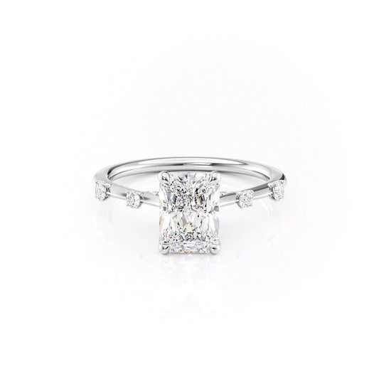 Dainty Pave Engagement Ring Featuring 3.5 CT Radiant Moissanite 1