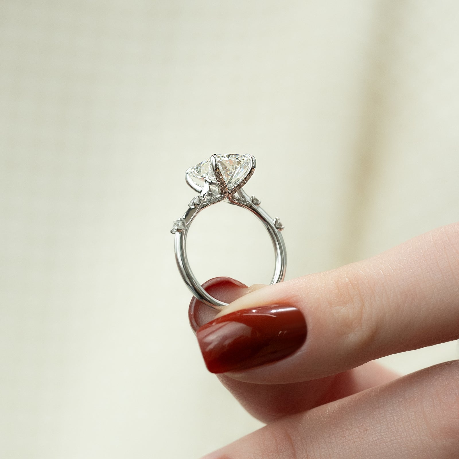 Dainty Pave Engagement Ring Featuring 3.5 CT Radiant Moissanite 6