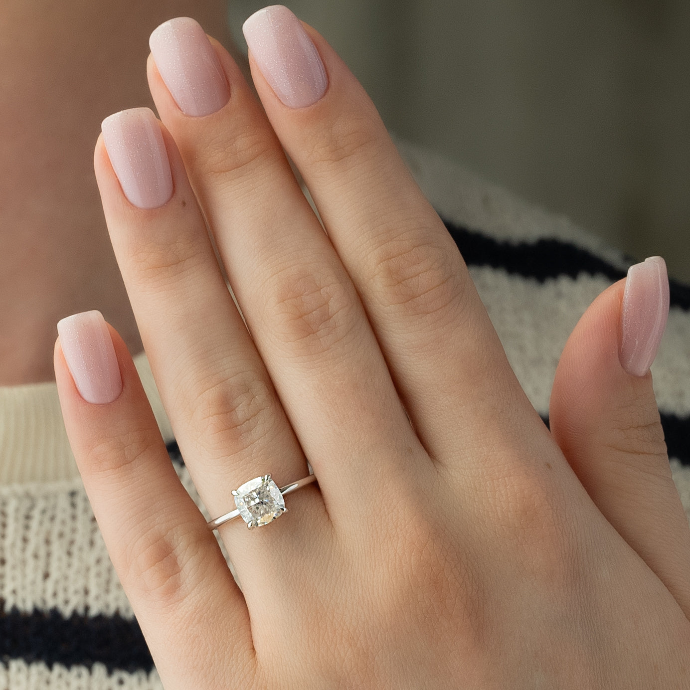 Hidden Halo Engagement Ring Featuring 2.0 CT Cushion Moissanite 3
