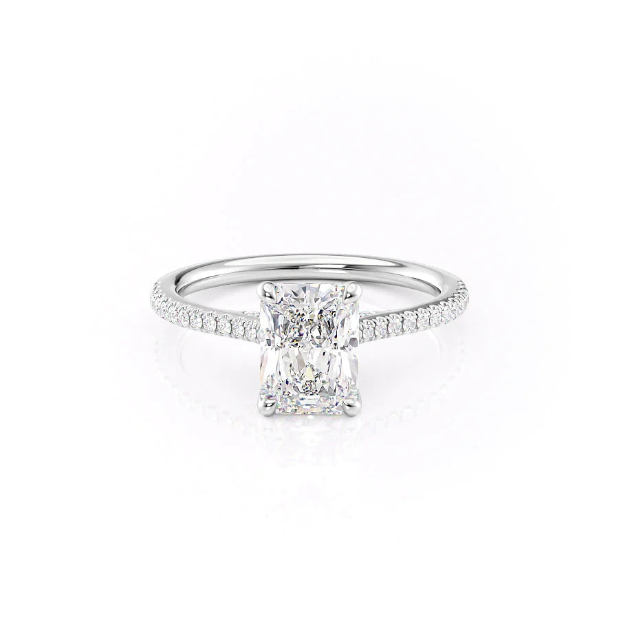 Pave Engagement Ring Featuring 1.5 CT Radiant Moissanite 1
