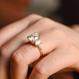 Stunning 1.0 - 2.0 CT Oval Moissanite Engagement Ring with Three Stone Design 4
