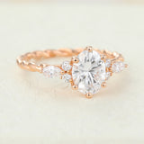 Oval Cluster Twisted Shank Lab-Grown Diamond Engagement Ring
