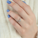 Curved Wedding Band Featuring 0.40 TCW Round & Marquise Moissanite 3