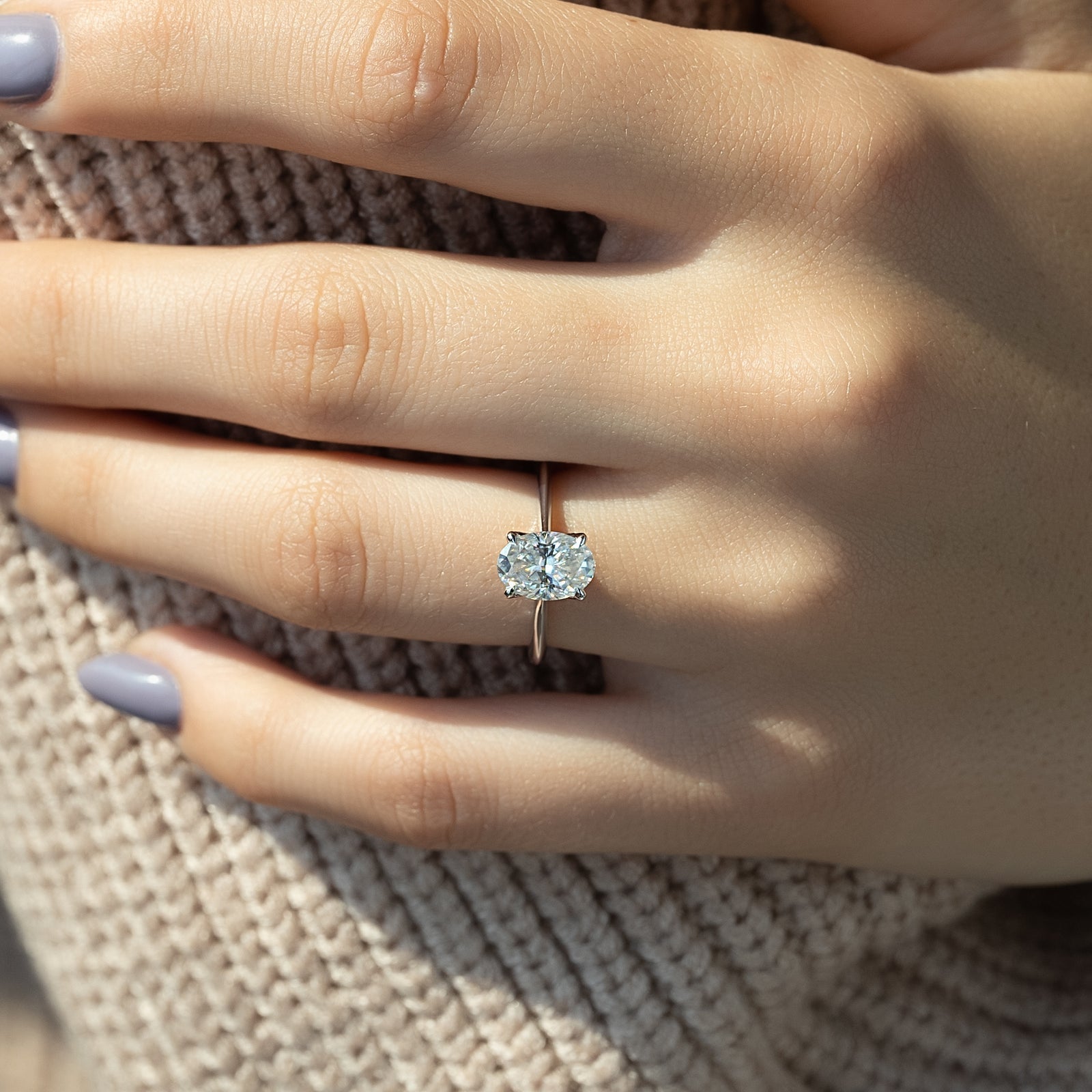 Hidden Halo Engagement Ring Featuring 1.50 CT Oval Moissanite 3