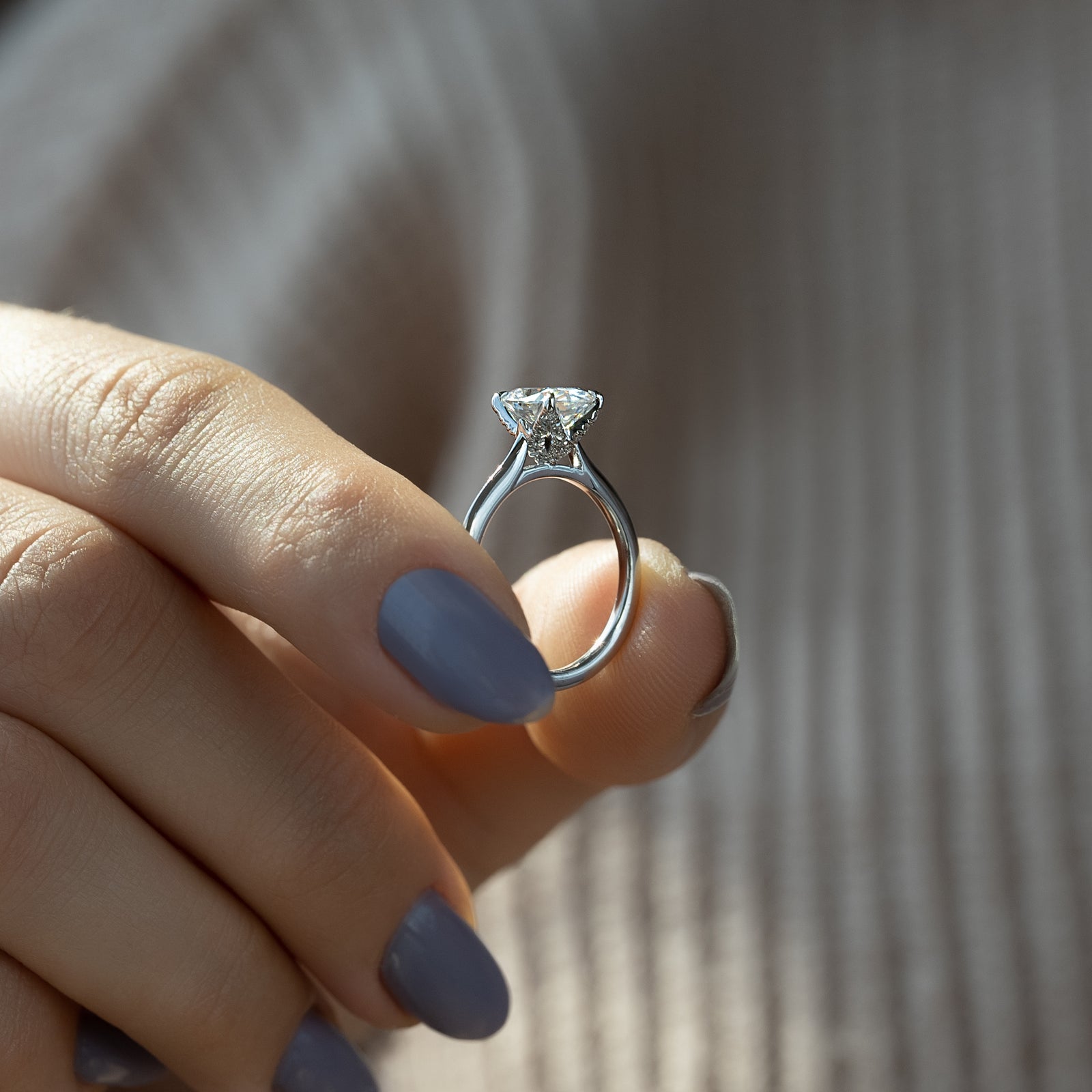 Hidden Halo Engagement Ring Featuring 1.50 CT Oval Moissanite 5