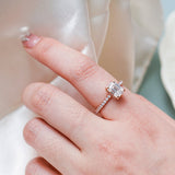Stunning 1.0 - 2.0 CT Emerald Moissanite Engagement Ring With Hidden Halo Design 2