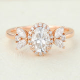 Oval Cluster Lab-Grown Diamond Engagement Ring