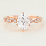 Oval Vinatge Pave Lab-Grown Diamond Engagement Ring