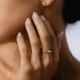 Offset Solitaire Engagement Ring Featuring 0.20 CT Round Moissanite 3