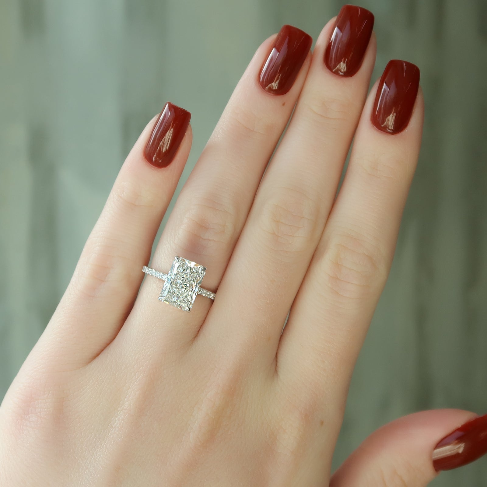 Pave Engagement Ring Featuring 4.0 CT Radiant Moissanite 2