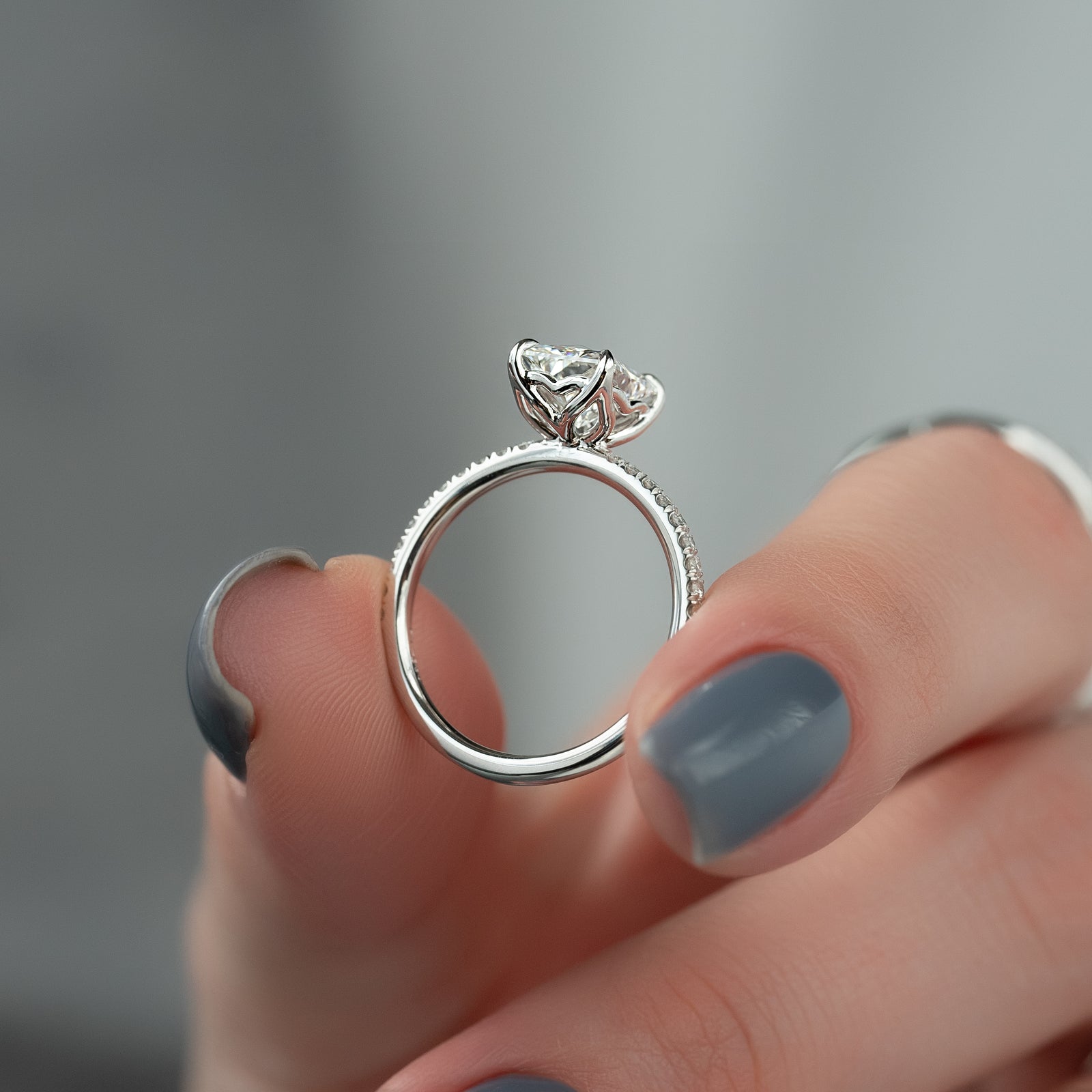 Pave Engagement Ring Featuring 2.0 CT Radiant Moissanite 4