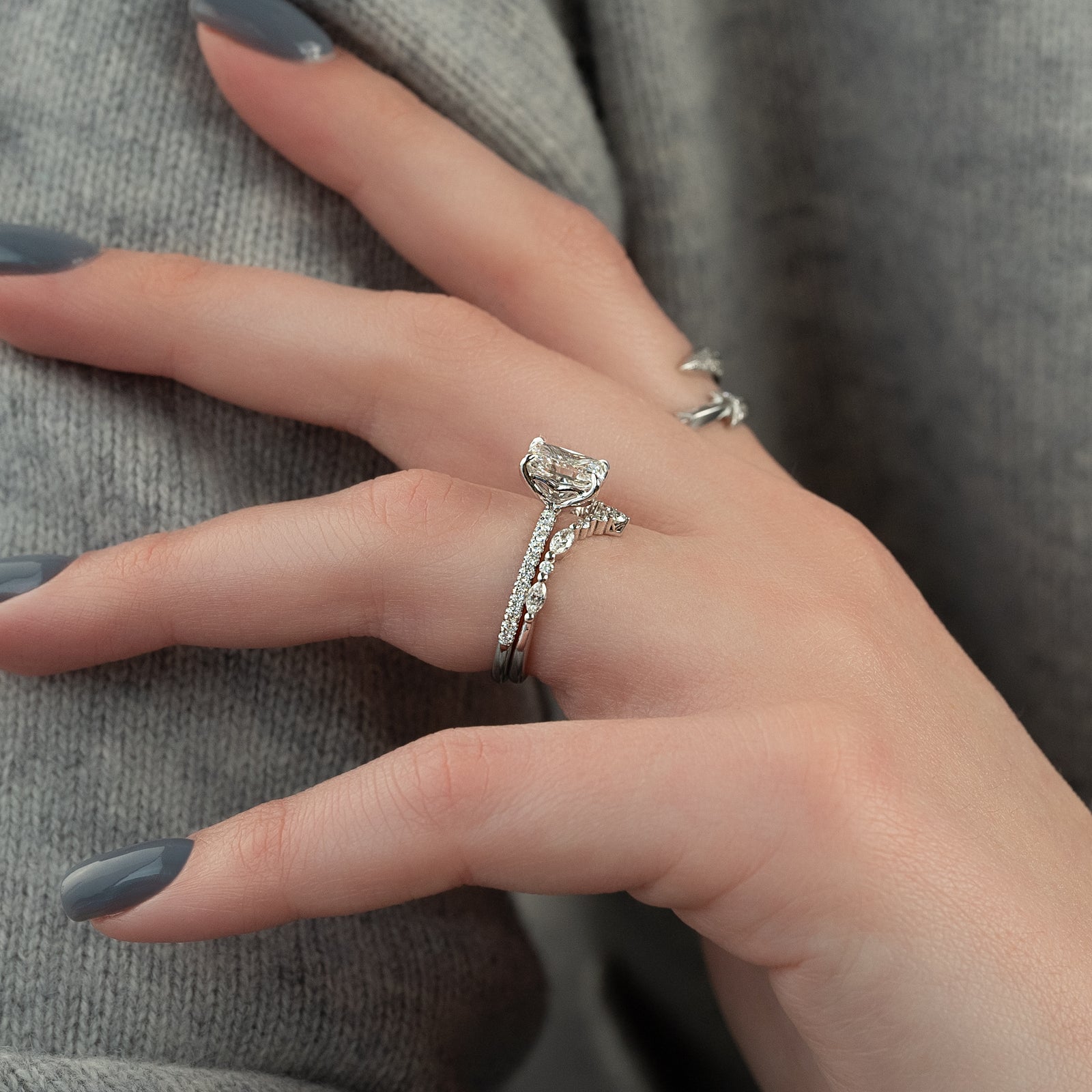 Pave Engagement Ring Featuring 2.0 CT Radiant Moissanite 6