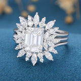 Emerald Cluster Lab Grown Diamond Bridal Set