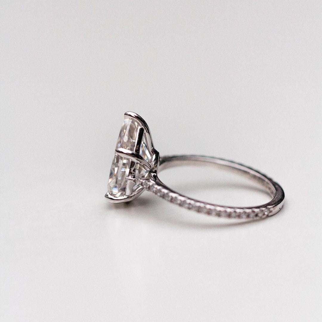 4.10 CT Pear Pave Moissanite Engagement Ring