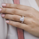 Emerald Hidden Halo Lab Grown Diamond Engagement Ring
