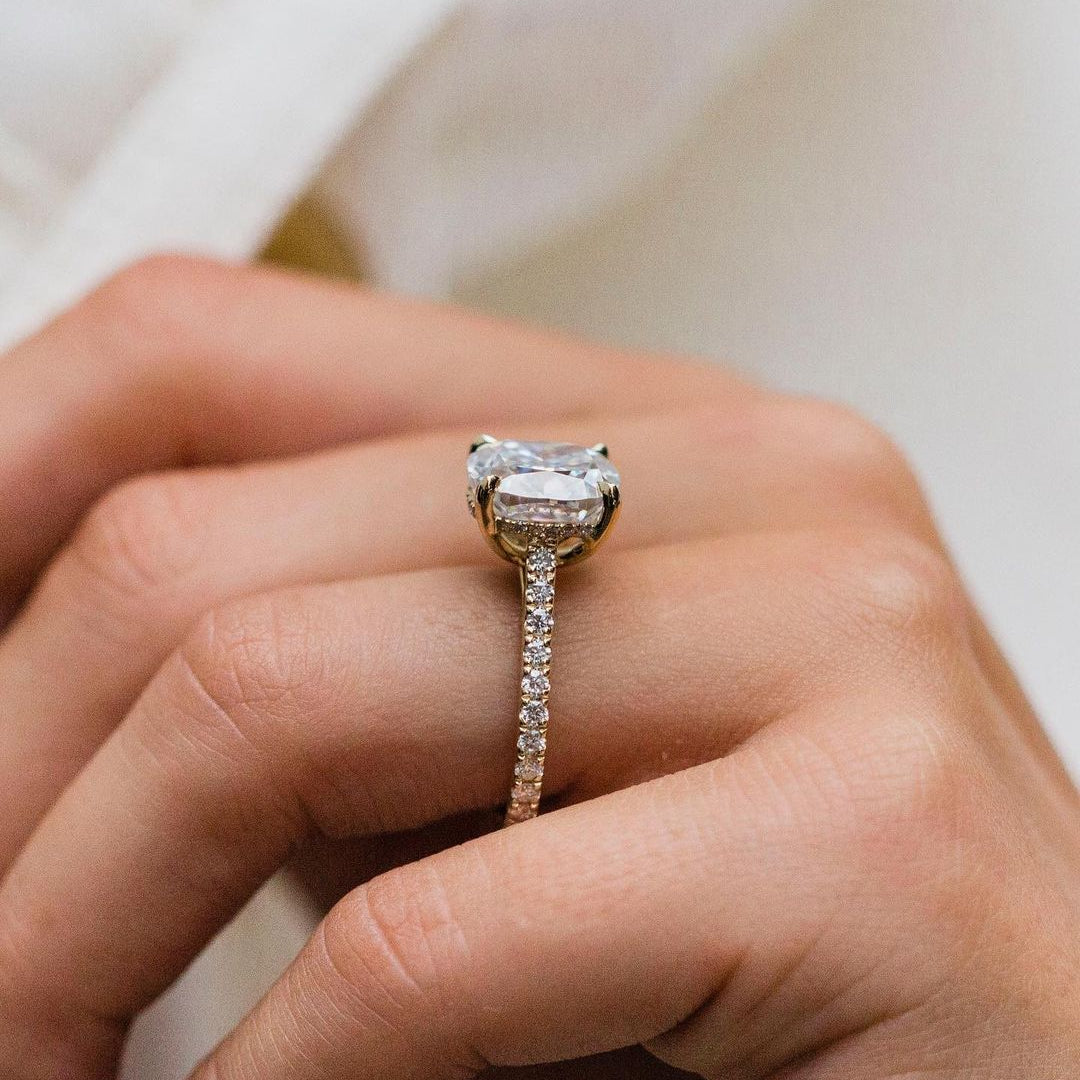 4.65 CT Cushion Pave Moissanite Engagement Ring