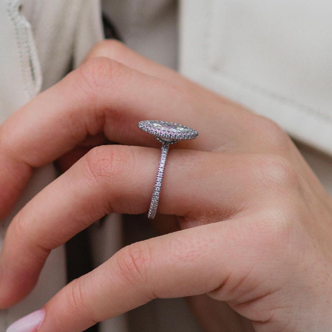 Marquise Halo & Pave Lab Grown Diamond Engagement Ring