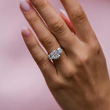 Cushion Three Stone Lab Grown Diamond Engagement Ring