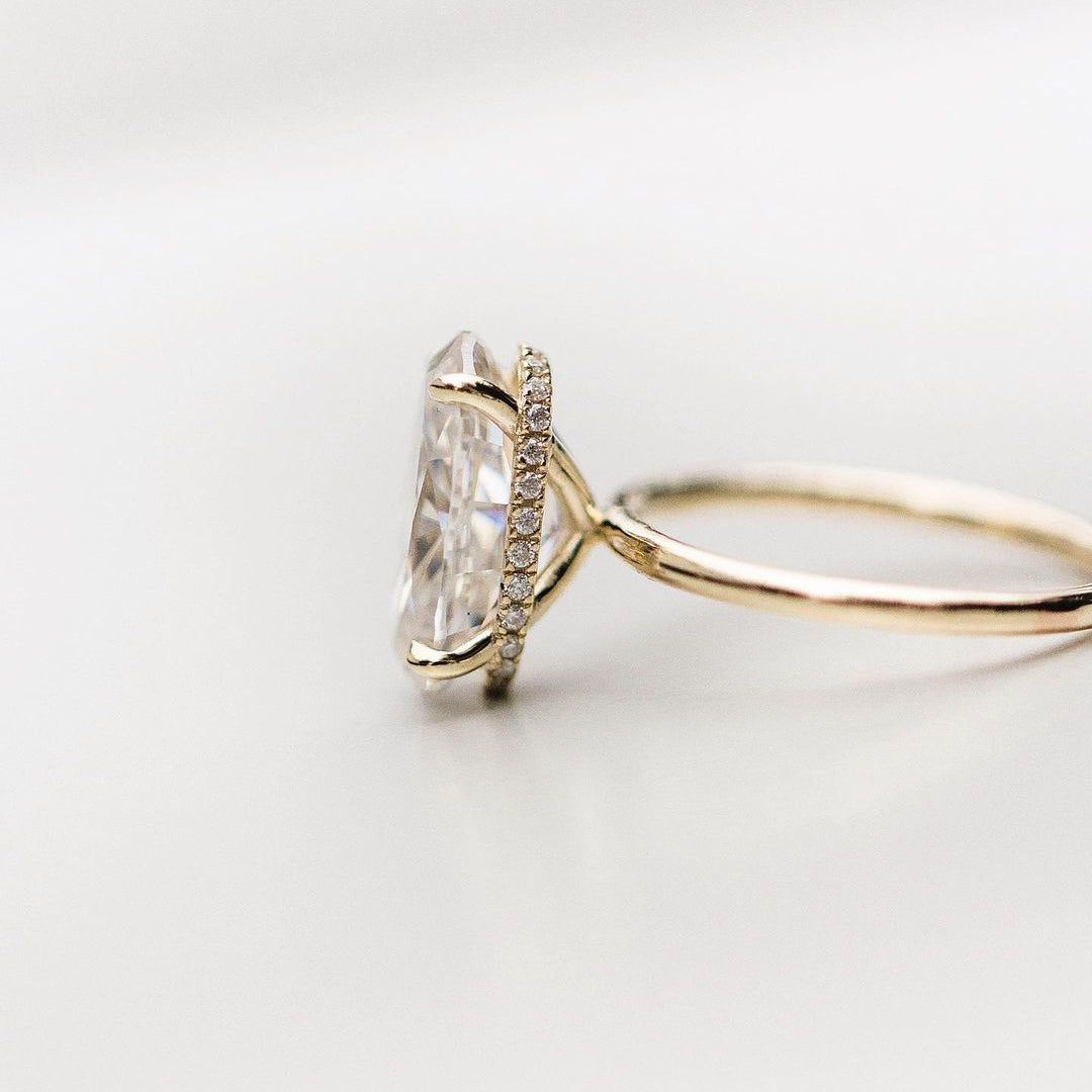 4.40 CT Oval Hidden Halo Moissanite Engagement Ring