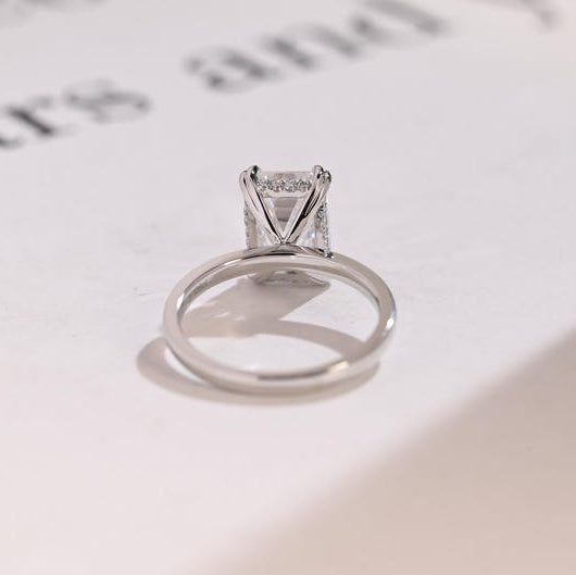 Emerald Hidden Halo Lab Grown Diamond Engagement Ring