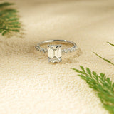 Stunning 1.0 - 2.0 CT Emerald Moissanite Engagement Ring with Hidden Halo Design 1