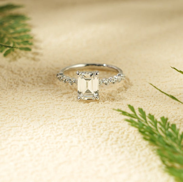 Emerald Pave Lab Grown Diamond Engagement Ring