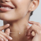 Letter Charm 0.12 Carats Round Shape Moissanite Necklace 1