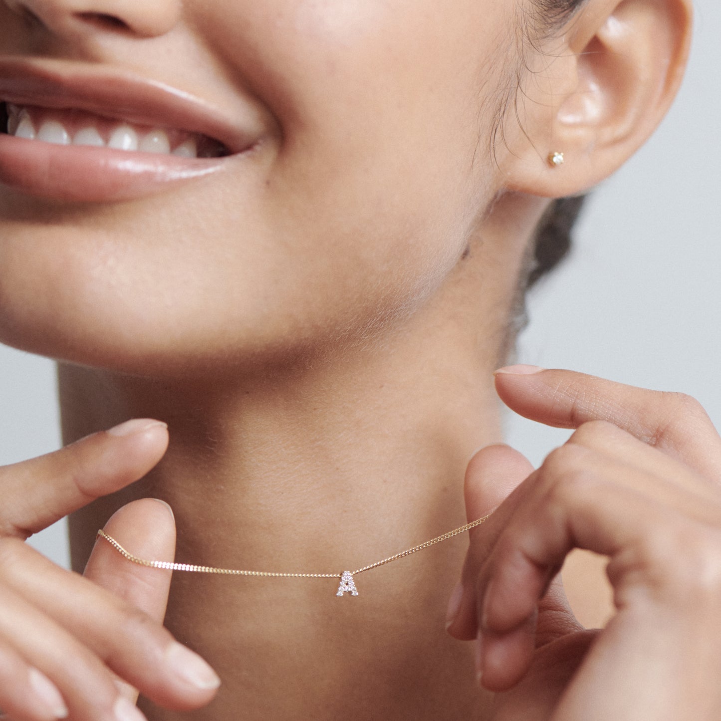 Letter Charm 0.12 Carats Round Shape Moissanite Necklace 1