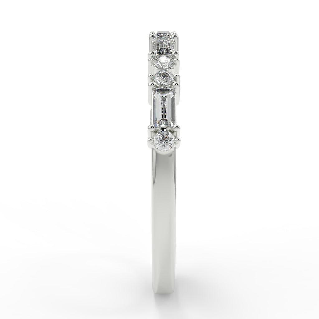 Alternative diamond Wedding Band Featuring  0.30 TCW Round & Baguette Moissanite 3