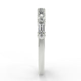 Alternative diamond Wedding Band Featuring  0.30 TCW Round & Baguette Moissanite 3