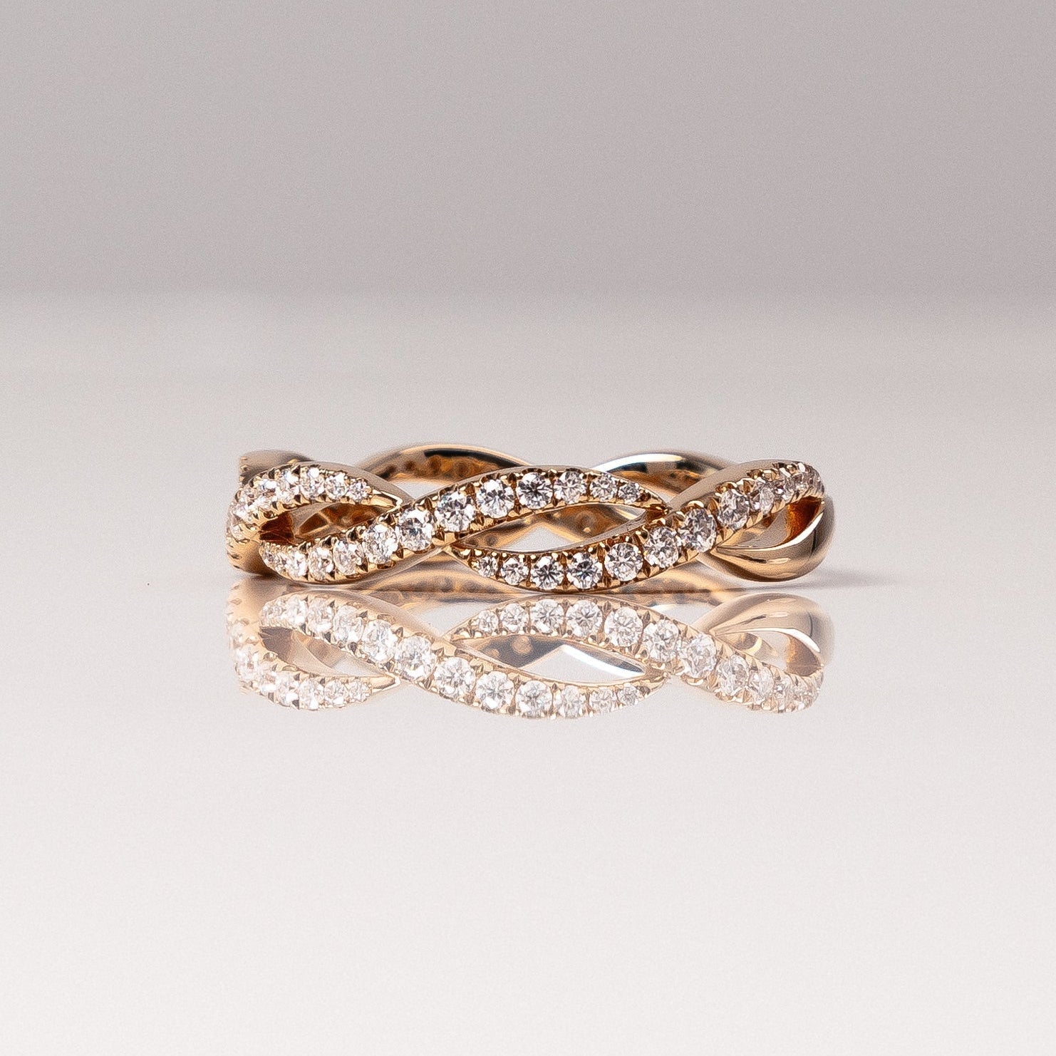0.54 TCW Round Half Eternity & Twisted Lab Grown Diamond Wedding Band