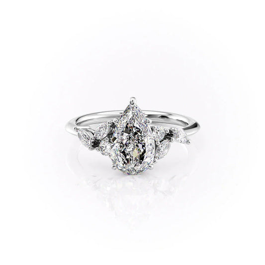 Cluster Engagement Ring Featuring 1.5 CT Pear Moissanite 1