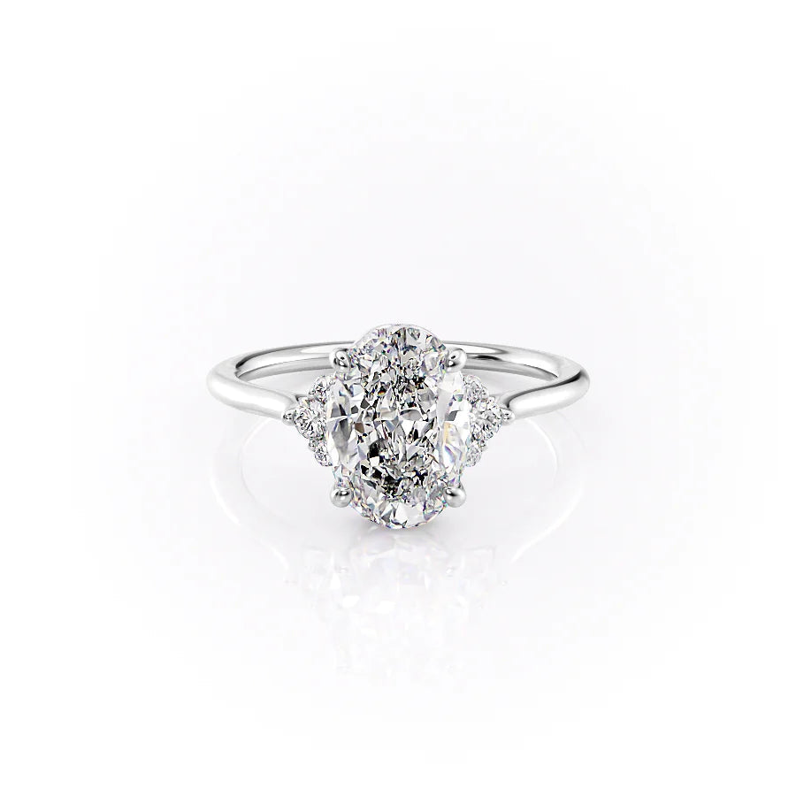 Cluster Engagement Ring Featuring 3.0 CT Oval Moissanite 1