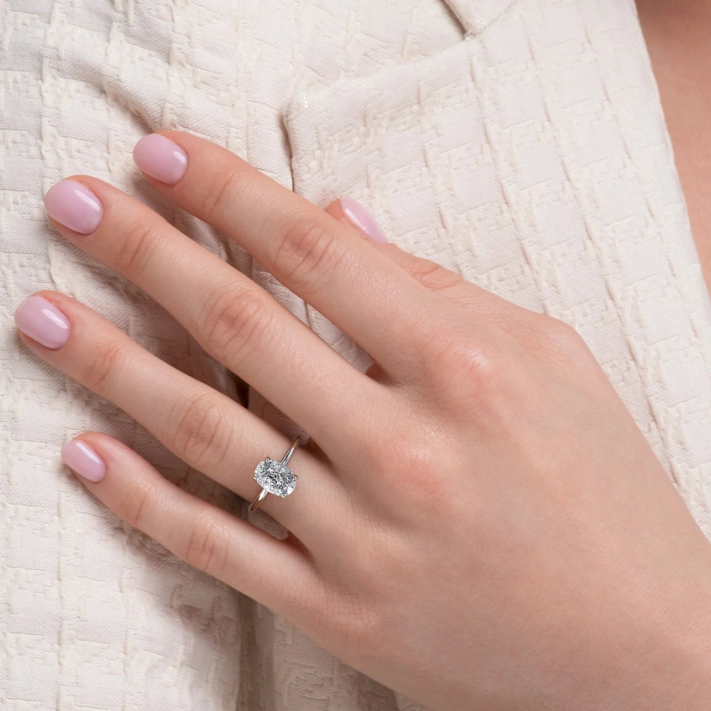 Hidden Halo Engagement Ring Featuring 2.0 CT Oval Moissanite 4