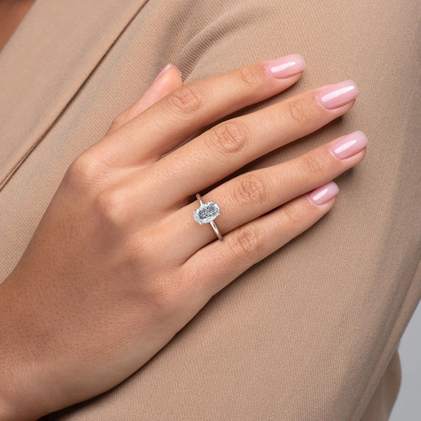 Hidden Halo Engagement Ring Featuring 2.0 CT Oval Moissanite 3