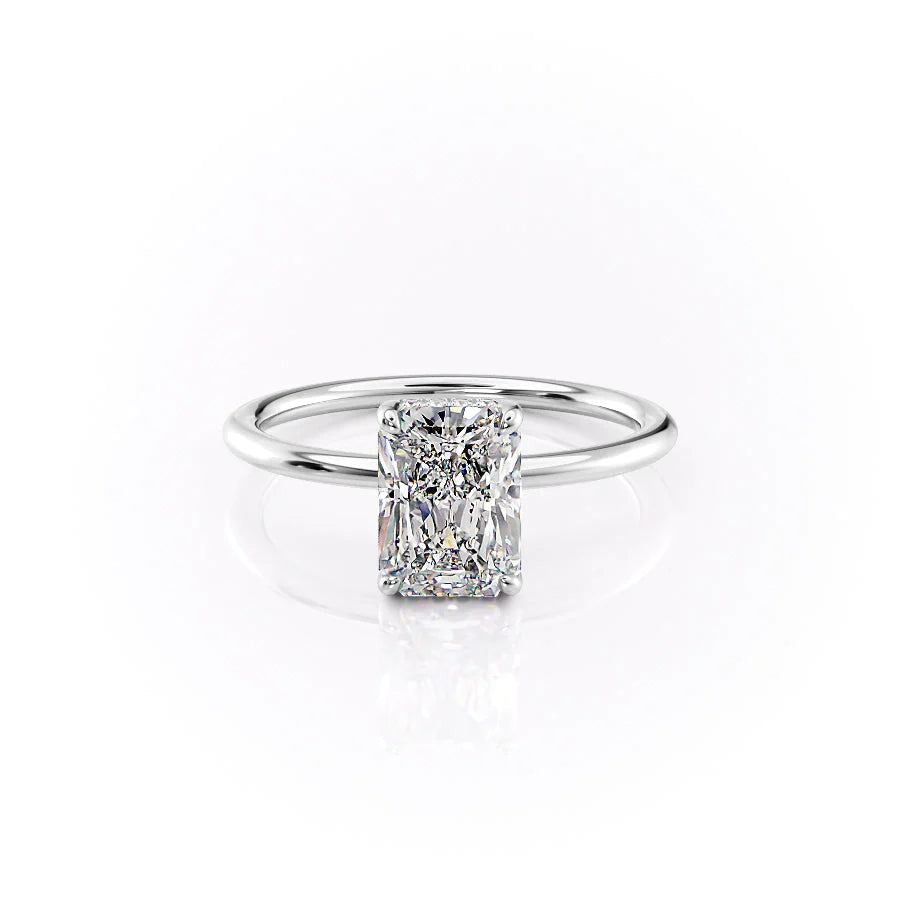 Hidden Halo Engagement Ring Featuring 1.5 CT Radiant Moissanite 1