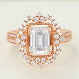 Emerald Cluster Lab-Grown Diamond Engagement Ring